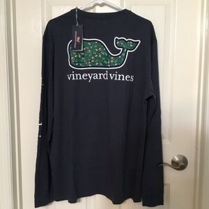 Vineyard Vines Football Toss Whale Long Sleeve Tee Blue Blazer Size large